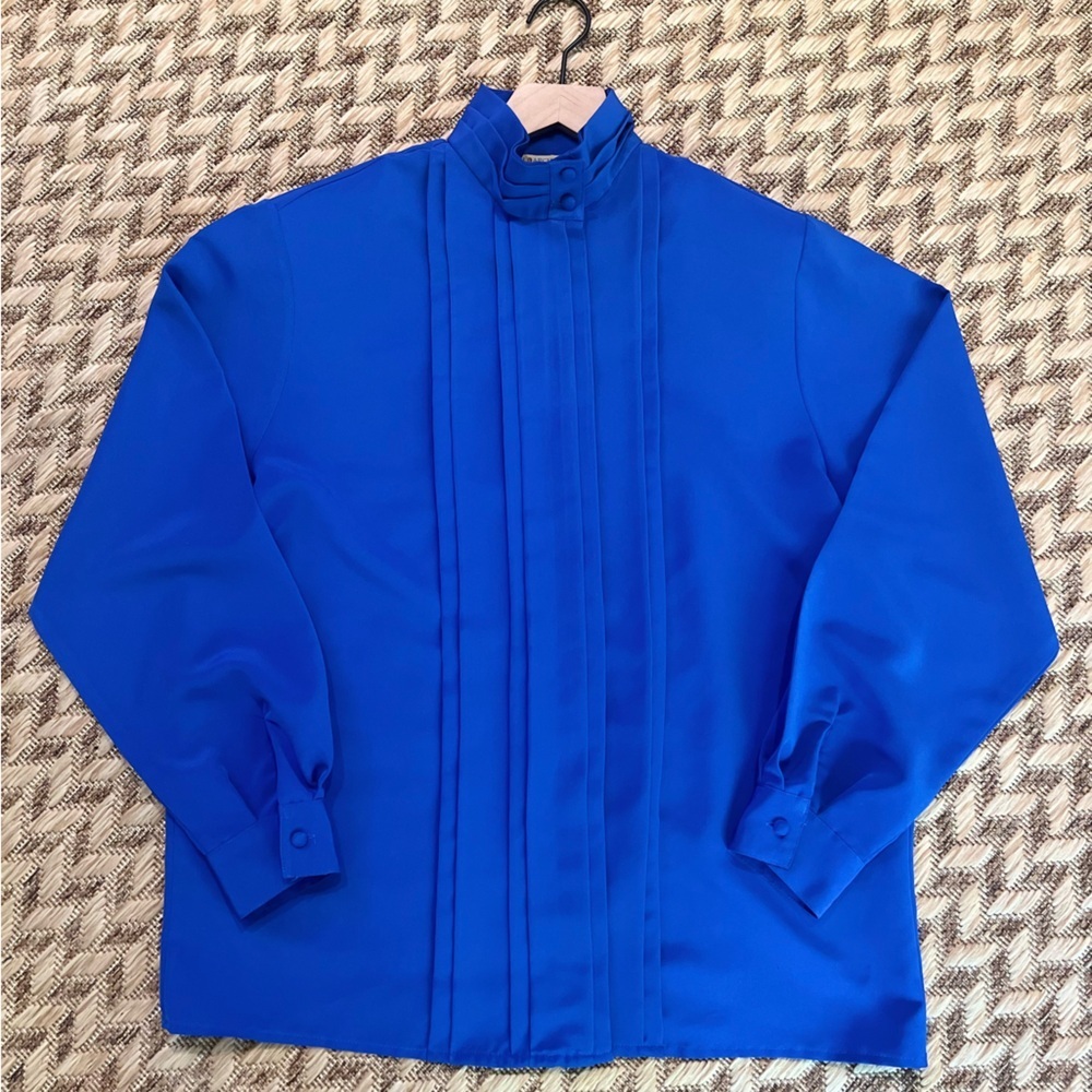 Vintage Hill Archer Blouse - Women's 10 Blue - Button Down Shirt